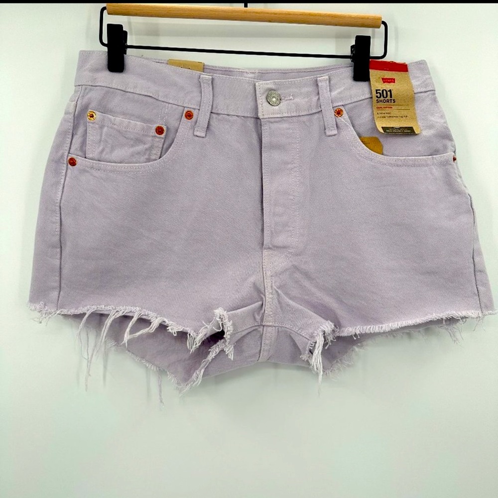Levi's 501 Lavender Jean Frayed Cut Off Shorts